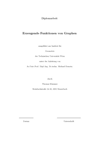 Erzeugende Funktionen von Graphen [thesis]