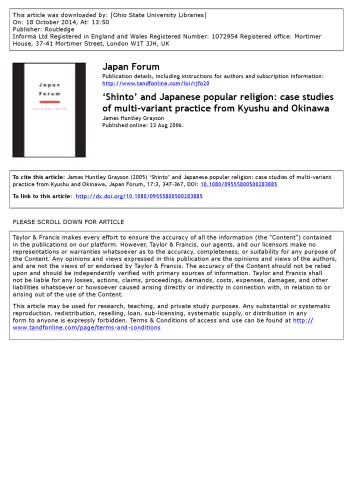 ‘Shinto’ and Japanese popular religion: case studies of multi-variant practice from Kyushu and Okinawa