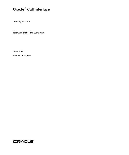 Oracle Call Interface Getting Started