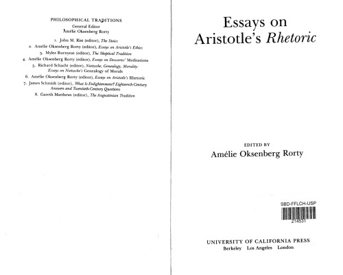 Essays on Aristotle’s Ethics