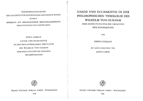 Gnade und Eucharistie in der philosophischen Theologie des Wilhelm von Ockham