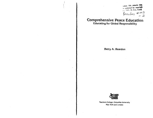 Comprehensive Peace Education: Educating For Global Responsibility