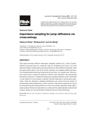 Importance sampling for jump–diffusions via cross-entropy [article]