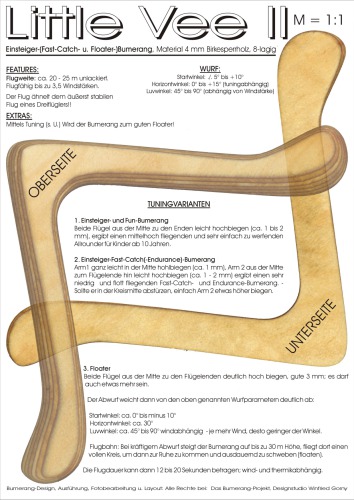 Little Vee II Bumerang Boomerang Bauplan Plan Plans