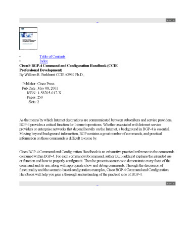 Cisco BGP-4 Command and Configuration Handbook