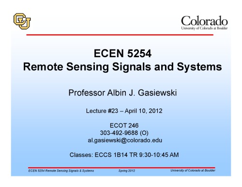 A J Gasiewski remote sensing course notes lecture23