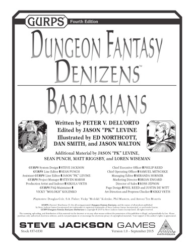 GURPS 4th edition. Dungeon Fantasy Denizens: Barbarians