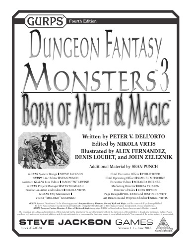 GURPS 4th edition. Dungeon Fantasy Monsters 3: Born of Myth & Magic