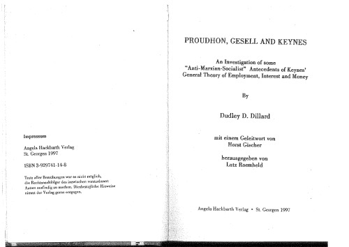 Proudhon, Gesell and Keynes : an investigation of some 