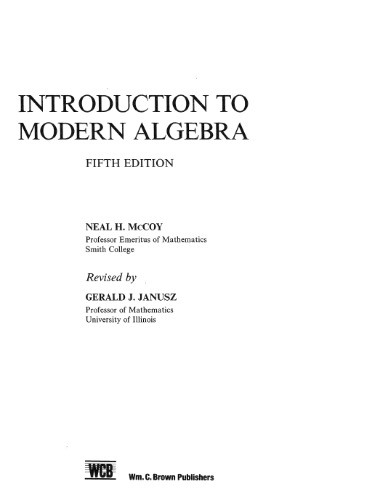 Introduction to Modern Algebra