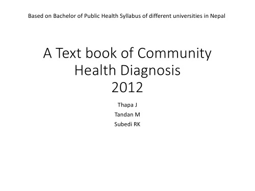 A Text book of Community Health Diagnosis