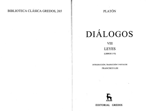 Diálogos VIII. Leyes, Libros I-VI