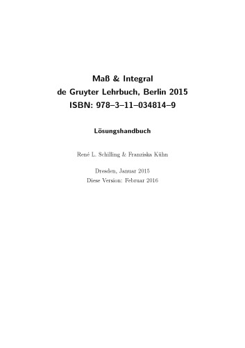 Maß und Integral - Lösungshandbuch