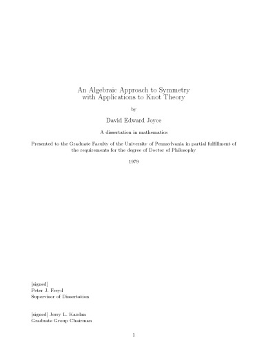 An Algebraic Approach to Symmetry with Applications to Knot Theory