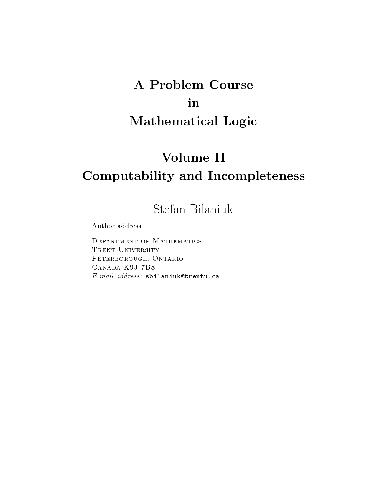 A Problem Course in Mathematical Logic