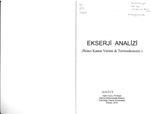 Ekserji Analizi - İkinci Yasa Verimi & Termoekonomi