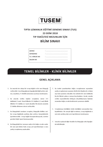 Tıpta Uzmanlık Eğitimi Deneme Sınavı(Cevapsız)