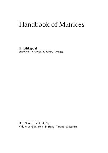 Handbook of Matrices