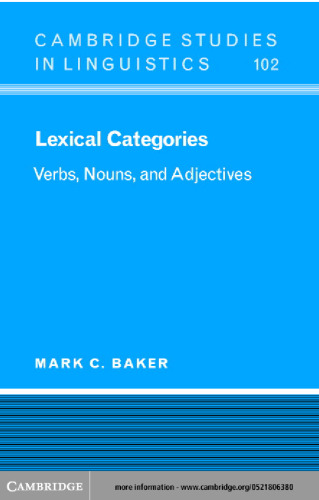 Lexical Categories: Verbs, Nouns and Adjectives