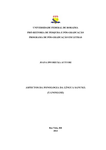 ASPECTOS DA FONOLOGIA DA LÍNGUA SANUMÁ (YANOMAMI)