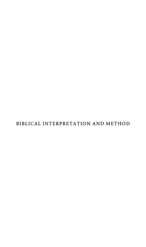 Biblical interpretation and method : essays in honour of John Barton