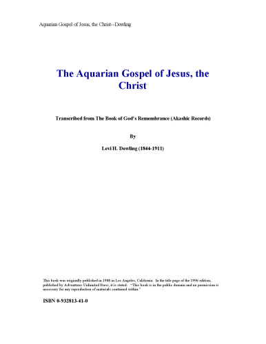 The Aquarian Gospel of Jesus the Christ