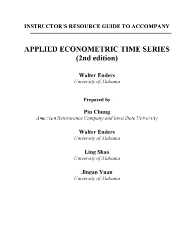 Solution manual of Walter Enders Time Series