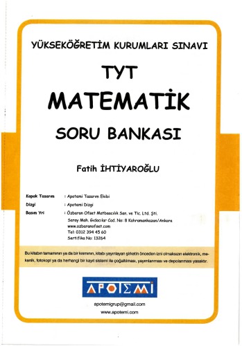 Apotemi TYT Matematik Soru Bankası 18-19