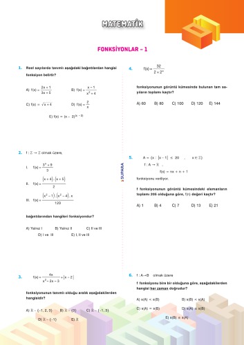 Supara AYT Matematik Test Takımı 2018-19