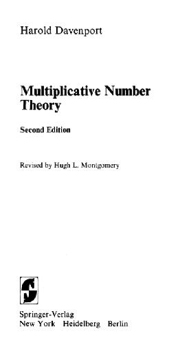 Multiplicative Number Theory