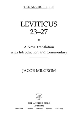 Leviticus 23-27 (Anchor Yale Bible Commentaries)