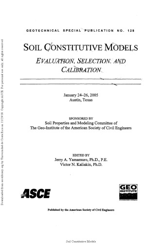 Soil Constitutive Models Evaluation Selection And Calibration
