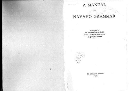 A manual of Navaho grammar