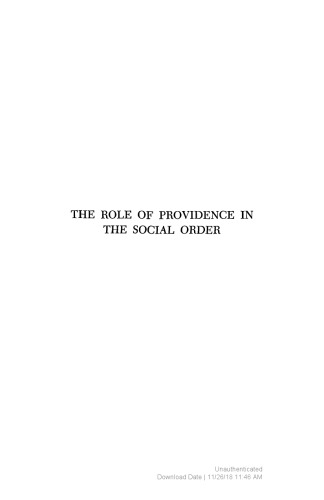 The role of providence in the social order : an essay in intellectual history