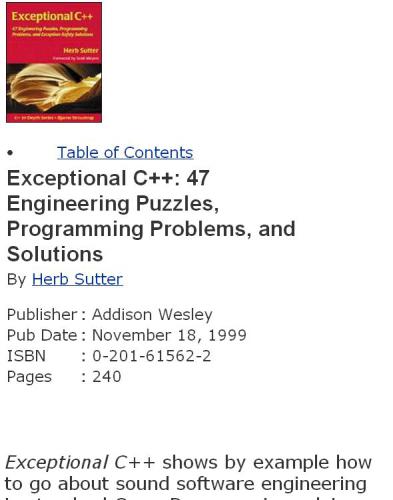 Exceptional C++:47 Engineering Puzzles, Programming Problems and Solutions