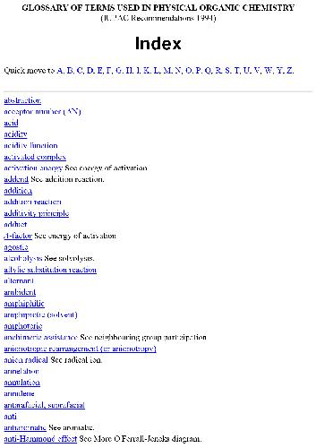 Glossary of terms used in physical organic chemistry (IUPAC Recommendations 1994)