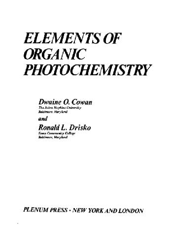 Elements of organic photochemistry