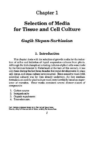 Plant Cell and Tissue Culture