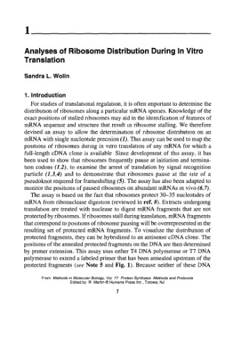 Protein Synthesis - Methods and Protocols