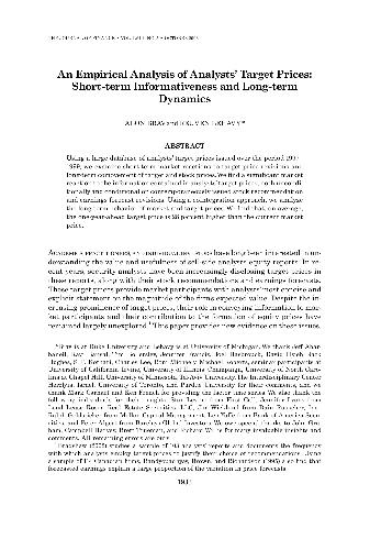 An Empirical Analysis of Analysts’ Target Prices: Short-term Informativeness and Long-term Dynamics