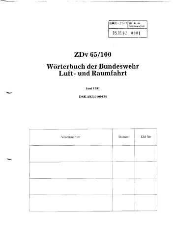 Wörterbuch der Bundeswehr: Luft- und Raumfahrt (Französisch-Deutsch, Deutsch-Französisch, Englisch-Deutsch, Deutsch-Englisch)