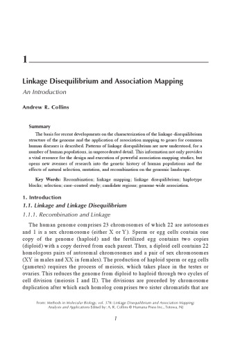 Linkage Disequilibrium and Association Mapping: Analysis and Applications