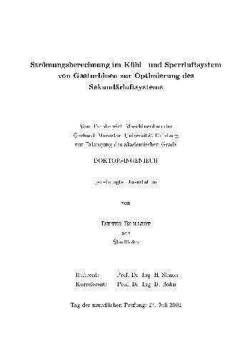 Stromungsberechnung im Kuhl- und Sperrluftsystem von Gasturbinen zur Optimierung des Sekundarluftsystems