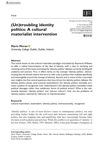 (Un)troubling identity politics: A cultural materialist intervention