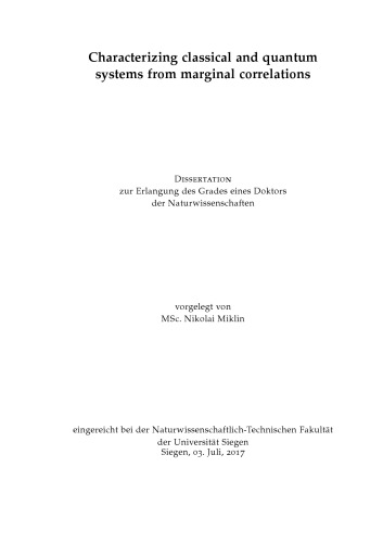 Characterizing classical and quantum systems from marginal correlations[PhD Thesis]