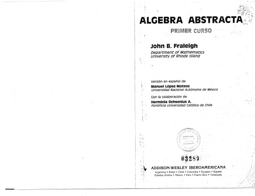 Álgebra Abstracta: primer curso