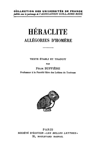 Héraclite: Allégories d’Homère