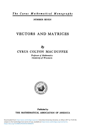 Vectors and Matrices