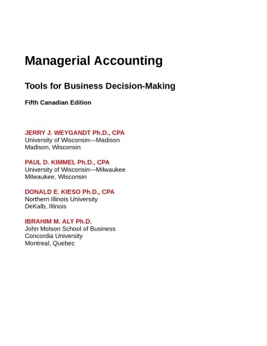 Managerial Accounting: Tools for Business Decision-Making