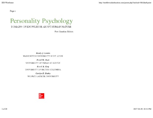 Personality Psychology: Domains of Knowledge About Human Nature